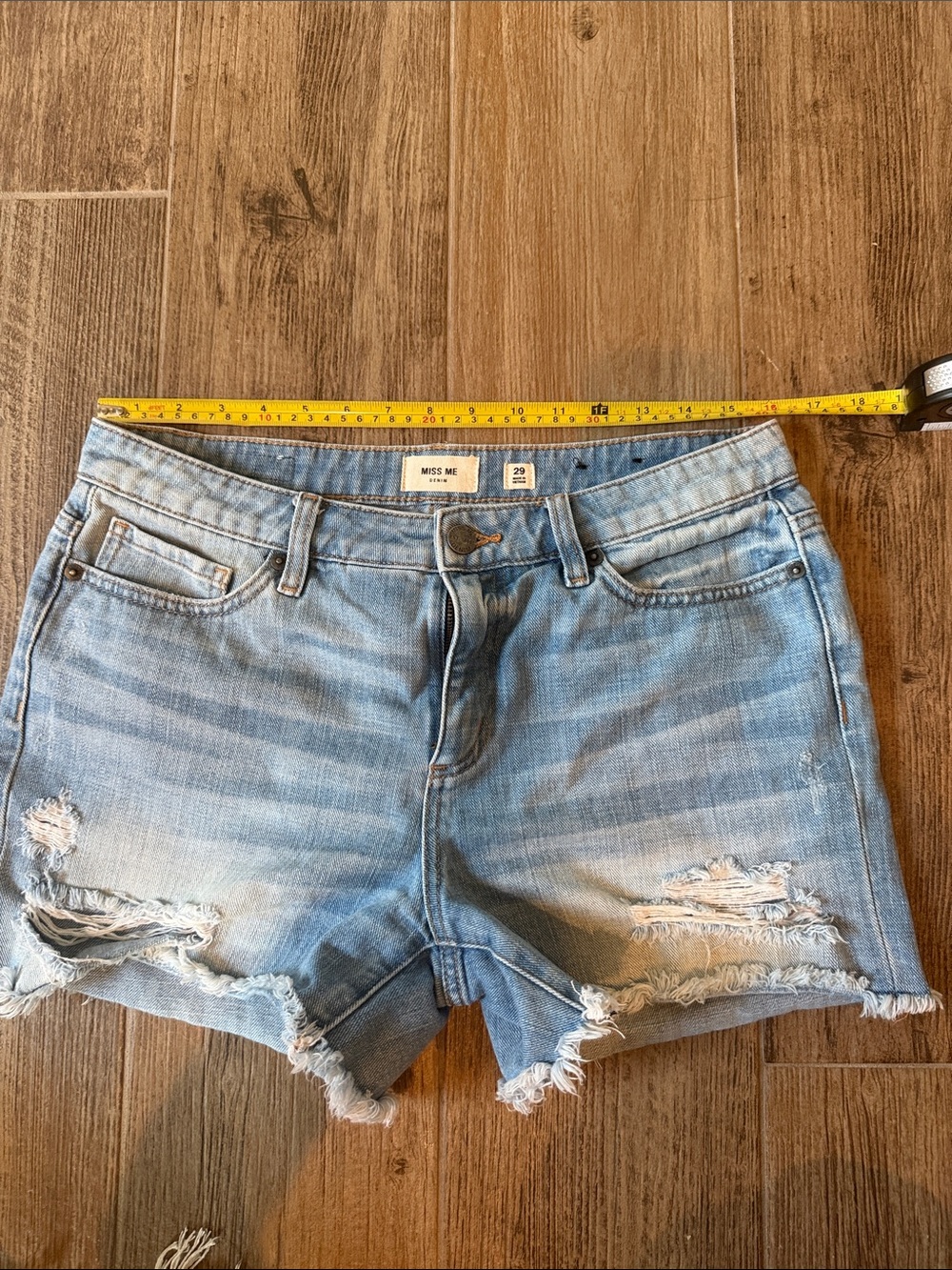 Miss Me Light Wash Frayed Distressed Denim Shorts
